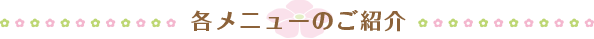 各メニューのご紹介